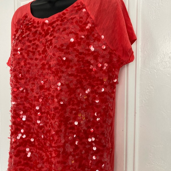 LOFT sequin top - pretty salmon color size LP - Picture 5 of 7